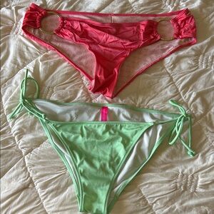 Vintage victorias secret Pink & Mint Green Bikini Bottoms - Ring Detail